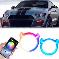 Anneau lumineux LED RGB dynamique pour voiture, clignotant ambre, contrôle par application, feux de jour DRL, projecteur de phare, décoration, lumières modifiées