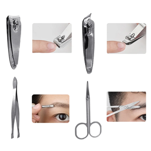 6 개 손톱깎이 키트 페디큐어 가위 세트 여행용 케이스가있는 미니 네일 케어 매니큐어 세트 - Product Image 2