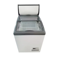 Congélateur vitrine à porte coulissante en verre incurvé pour glaces et sorbets, réfrigérateur commercial pour supermarché