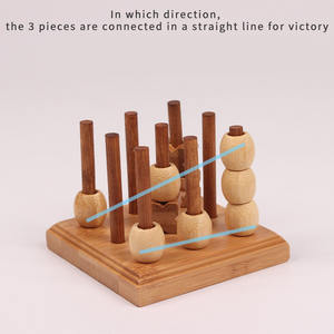 Venta al por mayor popular creativo 3D XO juego de tablero de ajedrez de nueve cuadrados juguetes de bambú de madera niños Juego de mesa - Product Image 5