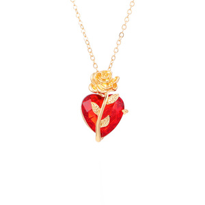 Collana con Fiore Rosa in Stile Europeo e Americano per Donne, Catena Gotica con Fiore Intrecciato a Forma di Cuore - Product Image 2