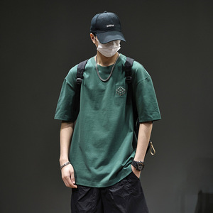 เสื้อยืดดีไซน์เนอร์แบบดรอปชิปปิ้ง สกรีนโลโก้สไตล์อเมริกันเรโทรเท่ๆ น้ำหนัก 280 กรัม ผลิตจากผ้าฝ้ายแท้สำหรับผู้ชาย เหมาะสำหรับฤดูร้อน - Product Image 5