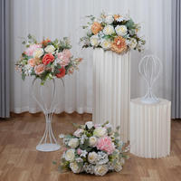 Boule de fleurs de mariage en gros, centre de table, arrangement de fleurs artificielles, boule de fleurs orange, centres de table de mariage
