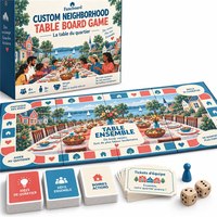 Jeu de société coopératif Fancboard Custom Neighborhood Table |   Carton plié en quatre parties |   50 cartes-cadeaux |   Jouet éducatif pour enfants