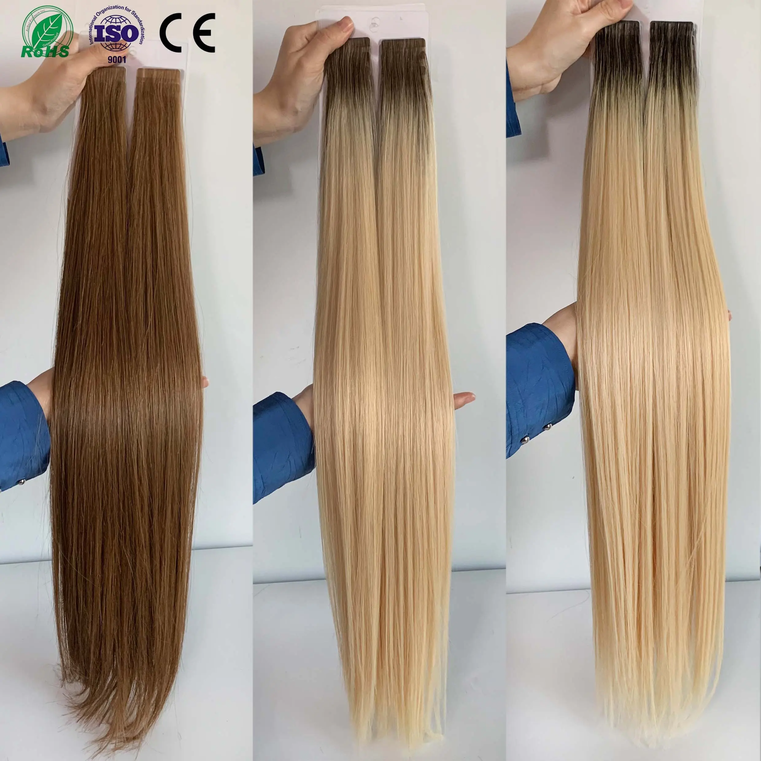 Оптовая продажа, сделанное вручную, необработанное вьетнамское невидимое удлинение, полуинъекционная лента для наращивания человеческих волос