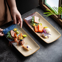 Assiette rectangulaire japonaise en céramique pour sushis, plat de service long pour fruits, desserts, petit-déjeuner, vaisselle de restaurant