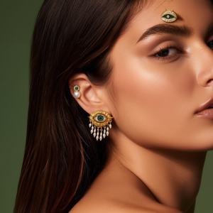 Anillo de Moda Chapado en Oro, Acero Inoxidable, Diseño de Ojo, Perla Colgante, Joyería de Moda - Product Image 3