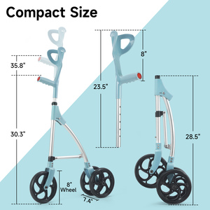 Déambulateur pliable léger MSMT à 3 roues pour personnes âgées, canne à une main pour une marche confortable - Product Image 4