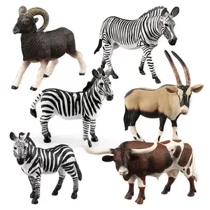Simulación transfronteriza del modelo de vida silvestre africana Toro de cuernos largos antílope cebra argali juguetes de decoración estática
