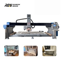 Máquina de Corte de Piedra CNC de 4+1 Ejes, Sierra de Puente Automática con Husillo de Perforación Adicional de 360° ° Cortadora de Cuarzo con Eje Giratorio en C para Encimeras