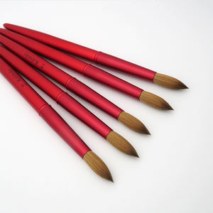 Esponjoso 14 Alemania Kolinsky acrílico uñas cepillo suave Sable 3D uñas <span class=keywords><strong>Siberia</strong></span> Sable cepillo rojo Metal mango - Product Image 4