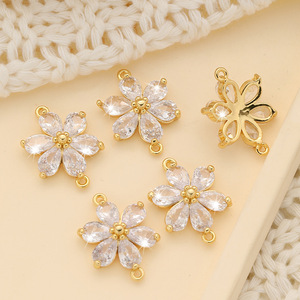 18K de alto color de un solo colgante pequeñas margaritas doble colgante de seis válvulas flor colgante patrón DIY joyería colgante descuento - Product Image 6