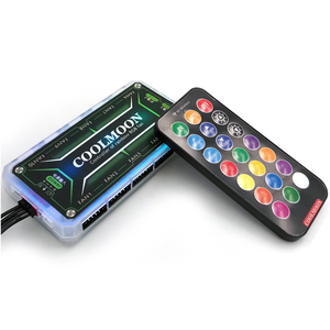 Coolmoon chơi game người hâm mộ máy tính điều khiển không dây Hub 6pin RGB 5V 3 pin argb Fan Hub Set SATA điện <span class=keywords><strong>PC</strong></span> trường hợp người hâm mộ điều khiển - Product Image 1
