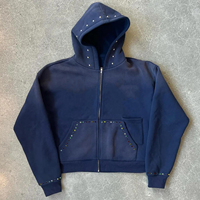 Fabricants de sweats à capuche personnalisés avec impression intégrale, streetwear, lavage à l'acide, surdimensionné, fermeture éclair, hommes, clouté, strass