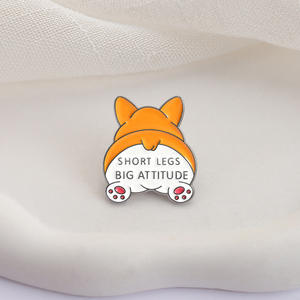 Pin Enamel Lunak Motif Anjing Corgi Berkaki Pendek dan Berwibawa Besar untuk Promosi Toko Hewan Peliharaan dan Souvenir Pesta Anjing - Product Image 4