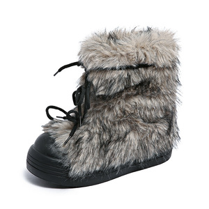 Botas de <span class=keywords><strong>nieve</strong></span> afelpadas para mujer, modelo nuevo 2026, de invierno, con puntera ancha, suela gruesa, forro de felpa, con cordones, de algodón, antideslizantes, botines cortos. - Product Image 5
