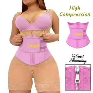 100% Latex Waist Trainer Cincher Belt Trimmer Women Open Cup Corset Lumbar Support BBL Colombian Girdle <strong>Tummy</strong> <strong>Tucker</strong> with Zipper - Product Image 6