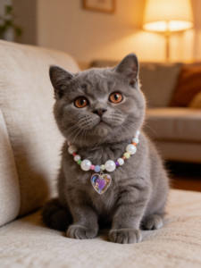 Collar para Mascotas con Colgante de Corazón Ajustable con Cuentas de Cristal, Elegante y a la Moda - Product Image 1