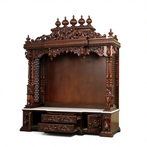 Designer Handmade Solid Wood Pooja <b>Mandir</b> Luxury Hand-Carved Wooden Temple for Home Wholesale Manufacturer For Australian Homes - Product Image 4