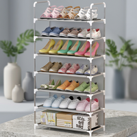 Porte-chaussures pliable en fer grande capacité, gain de place, avec panneau en tissu – Prix usine