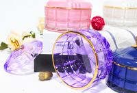 Lengfengjun — conteneur rond en verre de luxe, pour pots de bougies vides, fabrication de bonbons, pot de bougie coloré personnalisé avec couvercle, pièces