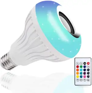 LED אלחוטי הנורה אור רמקול E26 בסיס צבע שינוי חכם מוסיקה RGB אור הנורה עם שלט רחוק