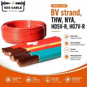 <span class=keywords><strong>สาย</strong></span>ไฟ 450/750V BV แบบเส้นเดี่ยว <span class=keywords><strong>THW</strong></span> NYA H05V-R H07V-R 1.5 - 400 ตร.มม. ทองแดง ฉนวนพีวีซี  BV BS 6004 สำหรับฟิลิปปินส์ - Product Image 1
