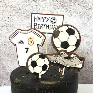 Suministros de decoración de pasteles de baloncesto de fútbol con temática deportiva accesorios de adorno de pastel de papel de feliz cumpleaños para graduación de niños - Product Image 3