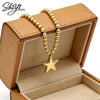 Collier chaîne à perles avec pendentif étoile plaqué or, bijoux en cuivre tendance pour un usage quotidien décontracté
