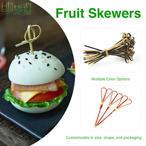 Brochettes en bambou naturel à nœud floral, écologiques, jetables, décoratives, pour fruits, cocktails, traiteur et camping - Product Image 2