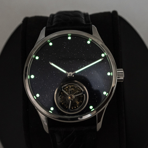 Reloj Mecánico de lujo para hombre, 1 unidad, logotipo personalizado, marca privada, esqueleto de gaviota, tourbillon, Piedra de Arena azul, cielo estrellado - Product Image 3