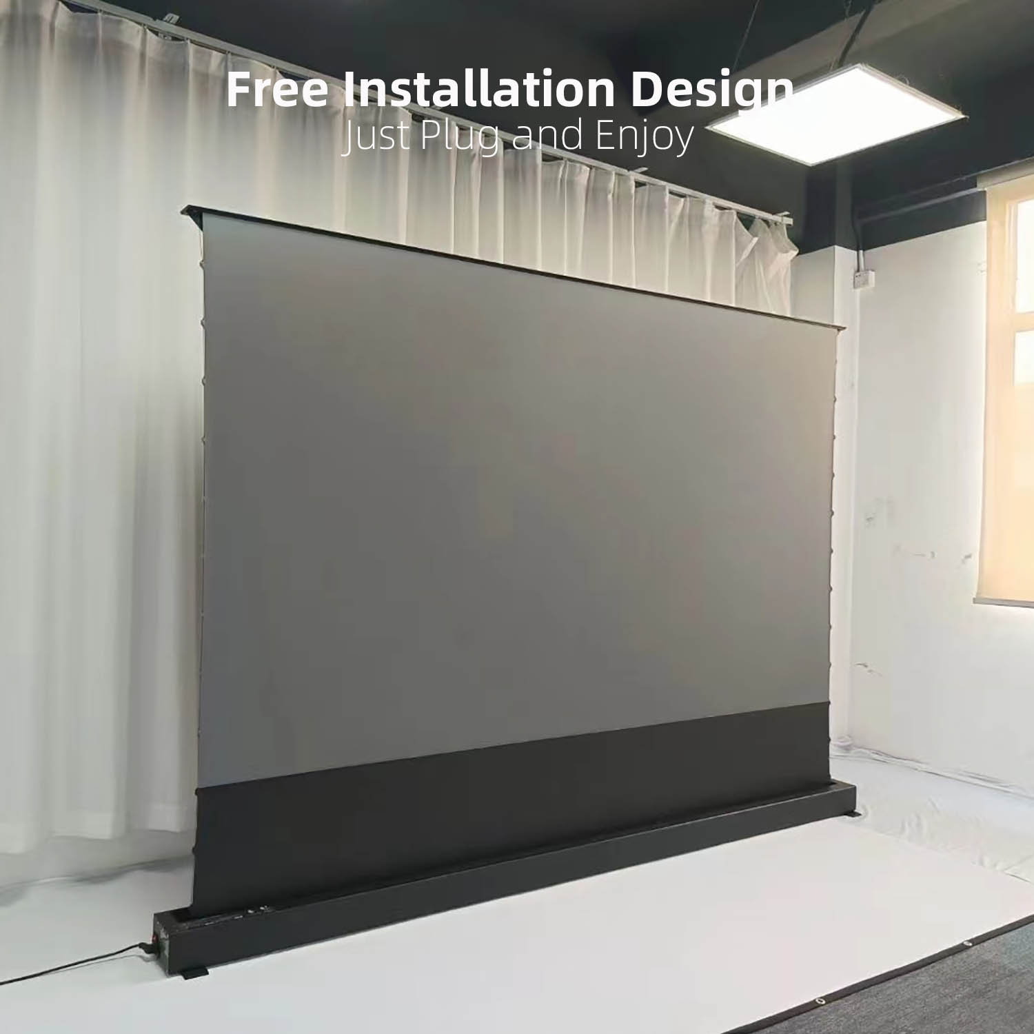floor raising projector screen 150