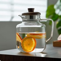 Carafe à eau en verre borosilicate épais, minimaliste, résistante à la chaleur, écologique, 1500 ml (50 oz), idéale pour le thé glacé, la limonade et les jus