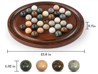 Jeu de solitaire classique en bois avec billes en marbre polies, fait main, pour un joueur, thème Amour, jeu de réflexion, art de table