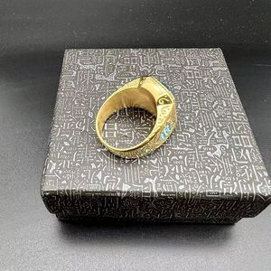 ヒップホップ真空金メッキステンレス鋼リング結婚指輪アイスブルーラインストーン宝石メンズリングステンレス鋼ジュエリー男性用 - Product Image 3