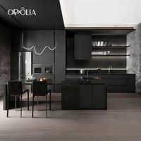OPPOLIA Armoire de cuisine modulaire sur mesure au design moderne, prête à assembler, avec plan de travail en quartz, îlot de cuisine, évier, armoire de cuisine