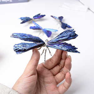 Venta al por Mayor de Cristalhola, Turmalina Azul de Alta Calidad Tallada en Forma de Libélula con Impresión Digital de 10 cm, Regalo de Moda Bohemia - Product Image 5