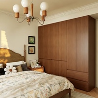 Armoire de chambre en bois de noyer BALOM, grande capacité, en bois massif et MDF, prête à assembler, OEM
