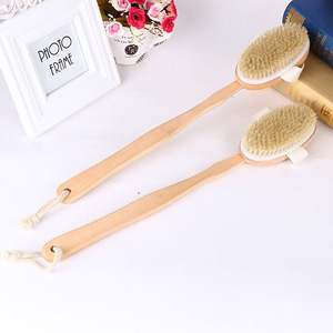 Body <b>Brush</b> Set Wooden Long Handle Soft Bristle Oval Exfoliating Back Scrubber Bath Massage <b>Brush</b> For Spa Use - Product Image 2