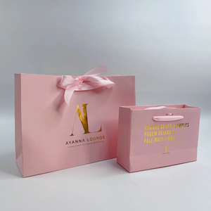 Sacs shopping élégants en papier mat <span class=keywords><strong>lavande</strong></span> avec logo <span class=keywords><strong>personnalisé</strong></span> estampé or, poignée torsadée, sacs d'emballage pour boutiques et commerces de détail - Product Image 4