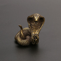 Statue de serpent en laiton antique, figurine de cobra vintage en cuivre massif, miniature animal du zodiaque, mascotte porte-bonheur, ornement de richesse, décoration intérieure