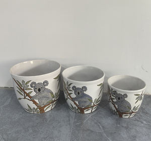 Macetas de cerámica para plantas selváticas con diseño de <span class=keywords><strong>Koala</strong></span>, bonitas macetas Bosai de porcelana para jardín, dormitorio, sala de estar, balcón, decoración - Product Image 1
