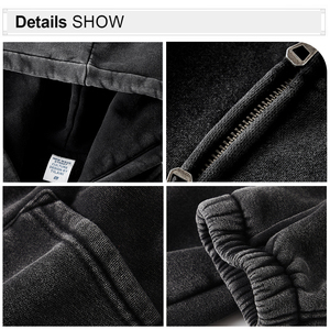 بيع بالجملة فارغة سحاب يصل هوديس للجنسين البلوز عالية الجودة رجل المتضخم الصوف حمض غسل البريدي حتى هوديي - Product Image 2