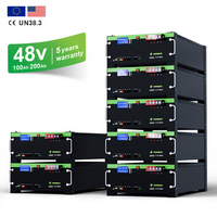 Baterai Penyimpanan Energi Rumah Lithium Ion LiFePO4 Tenaga Surya 5-10kW 51.2V/48V 100Ah-400Ah, Rak Server Hybrid Terpisah yang Dapat Dipasang di Rak