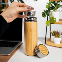 Gobelet en bambou vierge avec infuseur à thé, mug de voyage en acier inoxydable gravé, bouteille à boisson de 16 oz, entrepôt américain