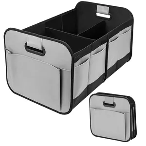 Organizador portátil para maletero de coche, caja de almacenamiento plegable con múltiples compartimentos