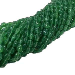 Angle cut round beads natural green agate semi-finished loose bead wholesale Green Agate Beads