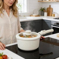 Juego de Ollas y Sartenes E-TOP Antiadherentes de 16 Piezas, Juego de Utensilios de Cocina con Mango Desmontable, Juego de Utensilios de Cocina Antiadherentes para Inducción, Apto para Horno