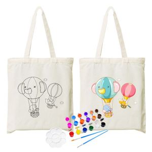 Custom DIY Kids Canvas <b>Bag</b> with Color Brushes and Plates Kindergarten Student Gifts <b>for</b> <b>Boys</b> Girls - Product Image 4