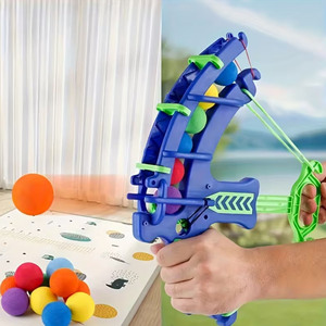 Juego de arco y flecha de plástico azul con bolas de espuma de colores para niños, juego al aire libre, 33 cm, 19,5 cm, 3 cm - Product Image 4